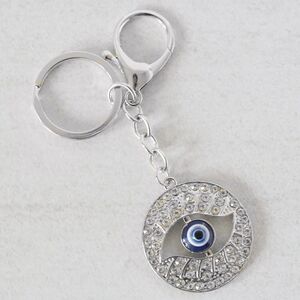 Silver Blue Evil Eye Keychain